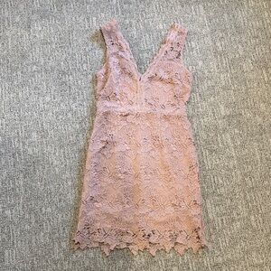 Soieblu Pink Sheath Mini Dress V-Neck Sleeveless